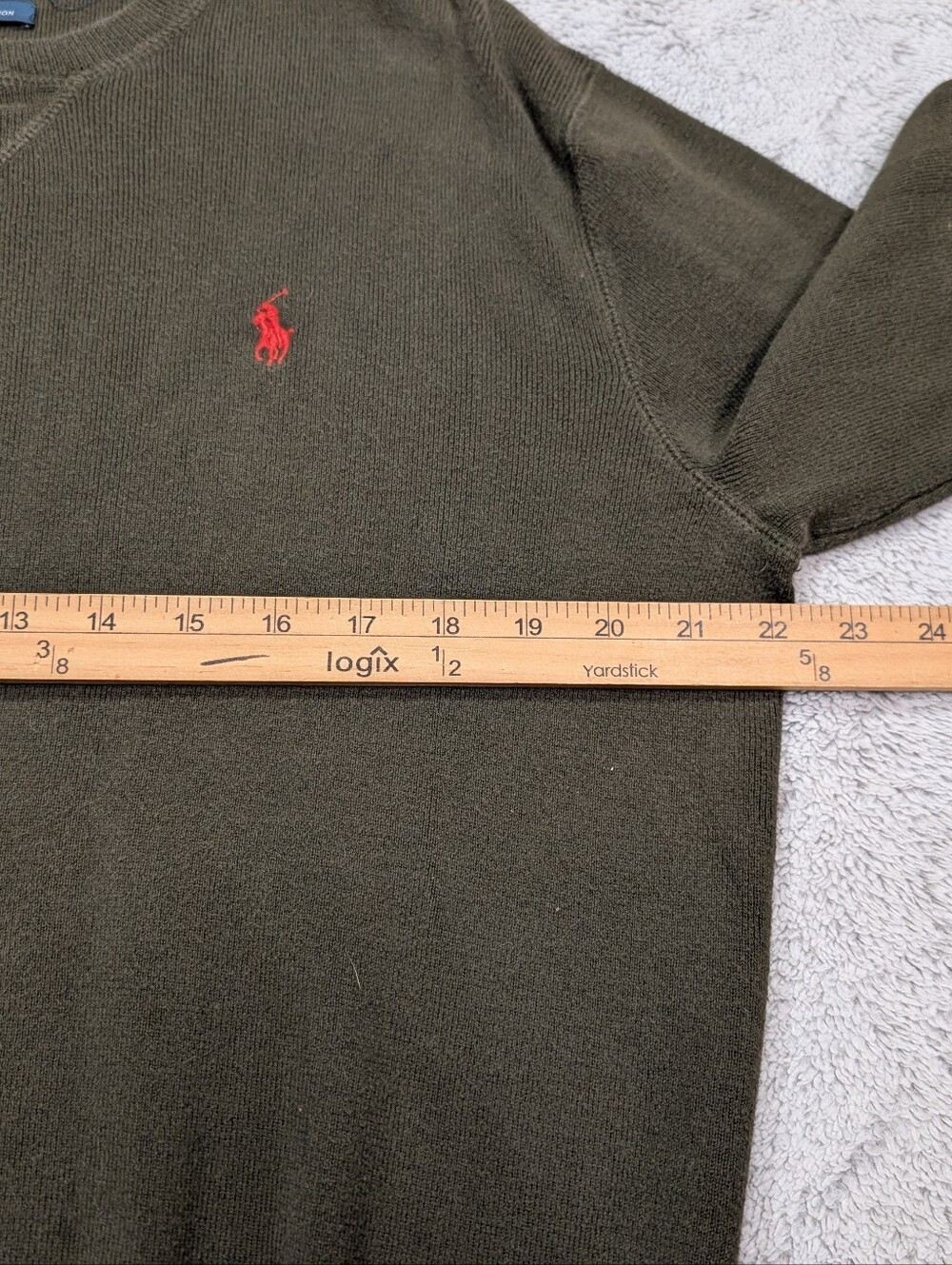 Polo Ralph Lauren Sweatshirt Mens M Green Olive Crewneck Raglan Classic Pony - Picture 5 of 6